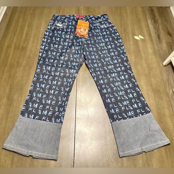 NWT Rare Johnny Blaze Flame Jeans Capris- sz.7/8 - Picture 1 of 11